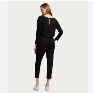 NWT MICHAEL STARS BLACK PORTIA LONG SLEEVE CAMBRIA CREPE KNIT JUMPSUIT - L